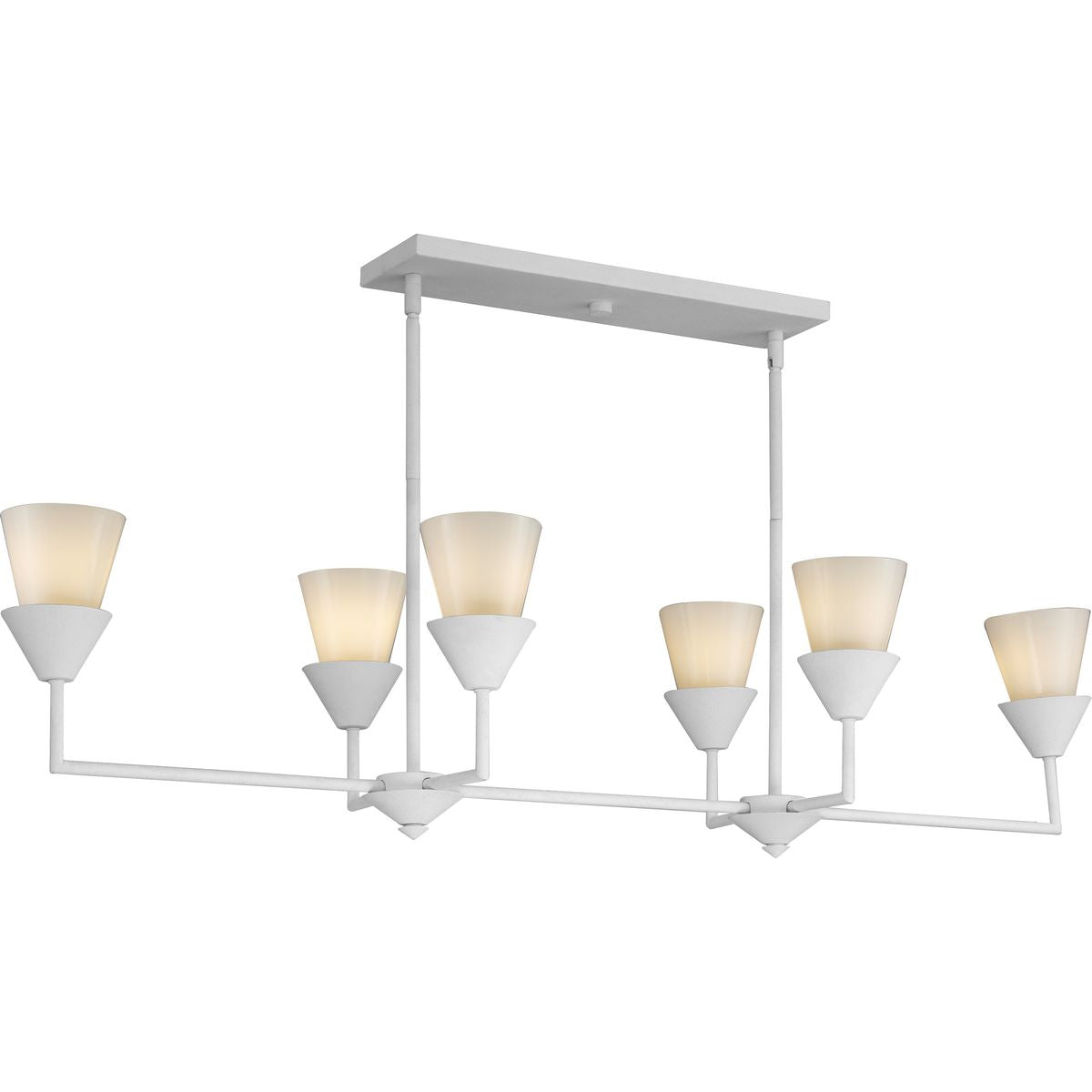 Progress Lighting Pinellas 6-Light White Plaster Modern/Contemporary Opal Glass Linear Large Hanging Kitchen Island Light