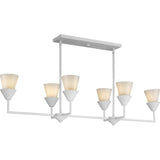 Progress Lighting Pinellas 6-Light White Plaster Modern/Contemporary Opal Glass Linear Large Hanging Kitchen Island Light