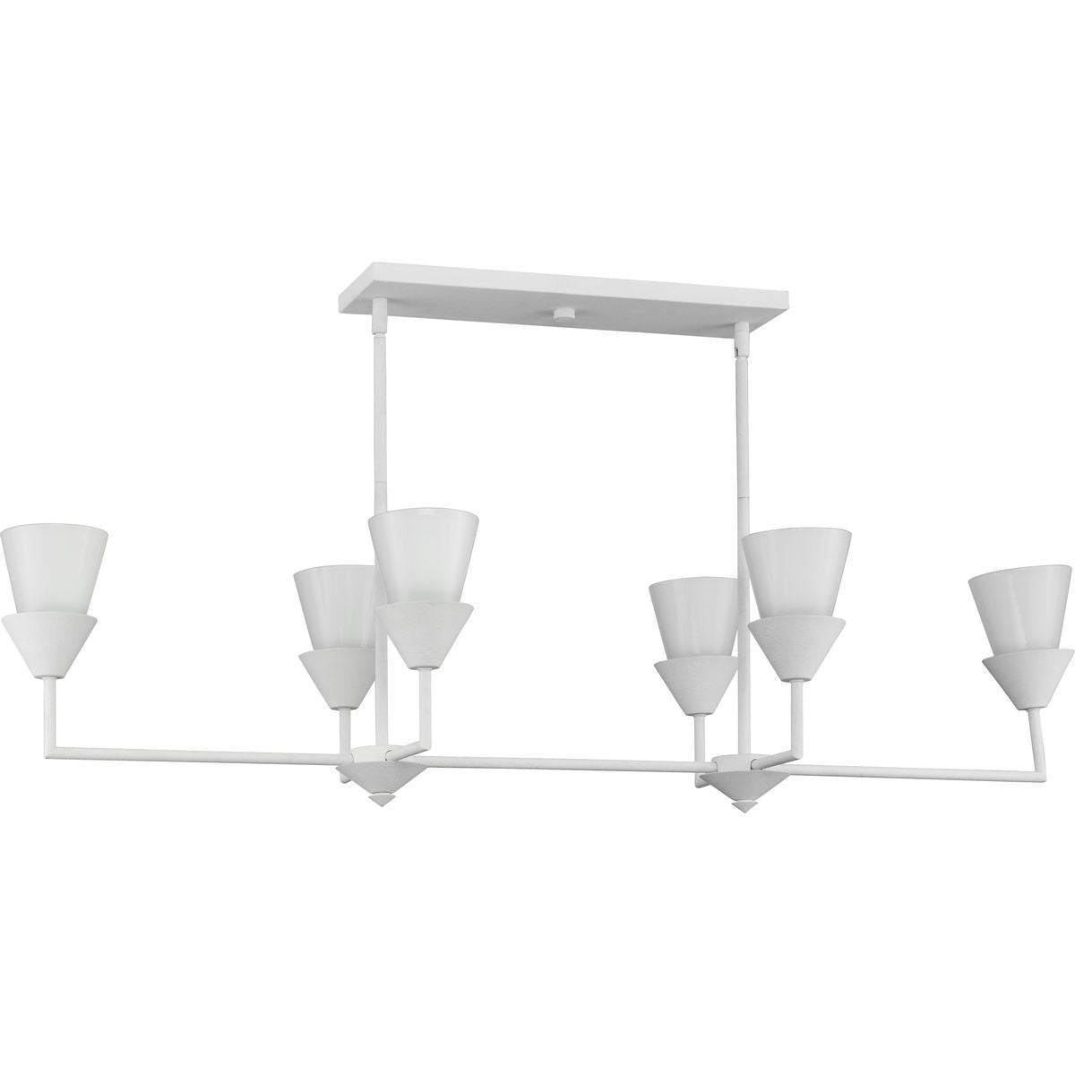 Progress Lighting Pinellas 6-Light White Plaster Modern/Contemporary Opal Glass Linear Large Hanging Kitchen Island Light