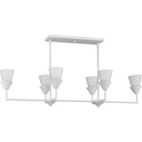Progress Lighting Pinellas 6-Light White Plaster Modern/Contemporary Opal Glass Linear Large Hanging Kitchen Island Light
