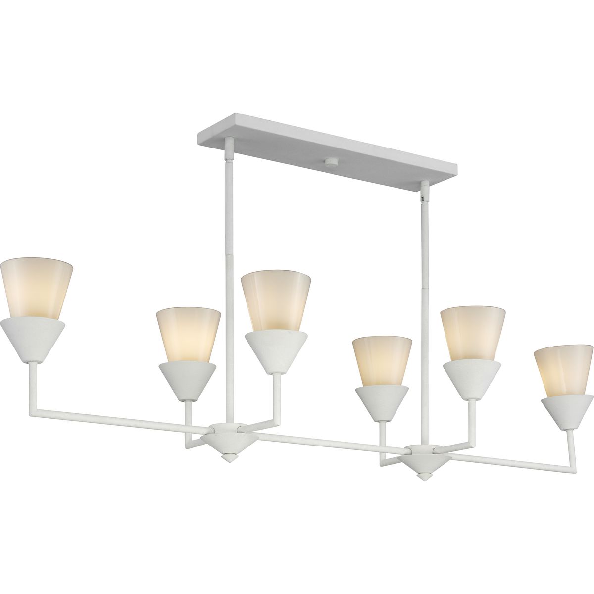Progress Lighting Pinellas 6-Light White Plaster Modern/Contemporary Opal Glass Linear Large Hanging Kitchen Island Light
