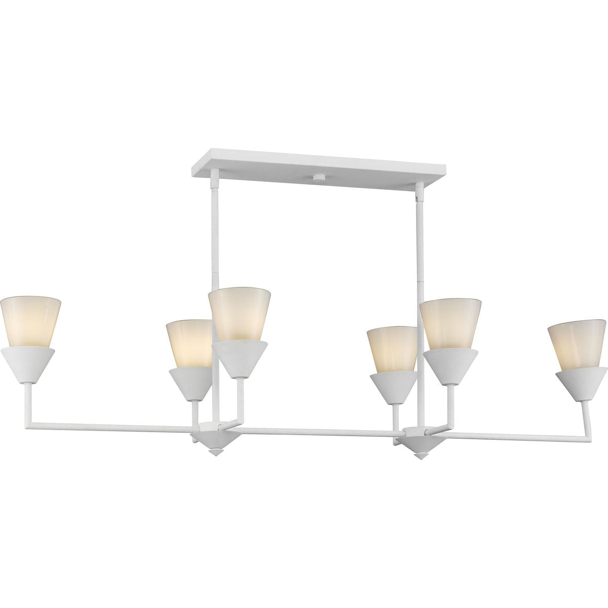 Progress Lighting Pinellas 6-Light White Plaster Modern/Contemporary Opal Glass Linear Large Hanging Kitchen Island Light