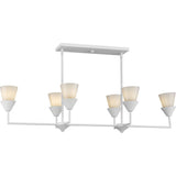 Progress Lighting Pinellas 6-Light White Plaster Modern/Contemporary Opal Glass Linear Large Hanging Kitchen Island Light