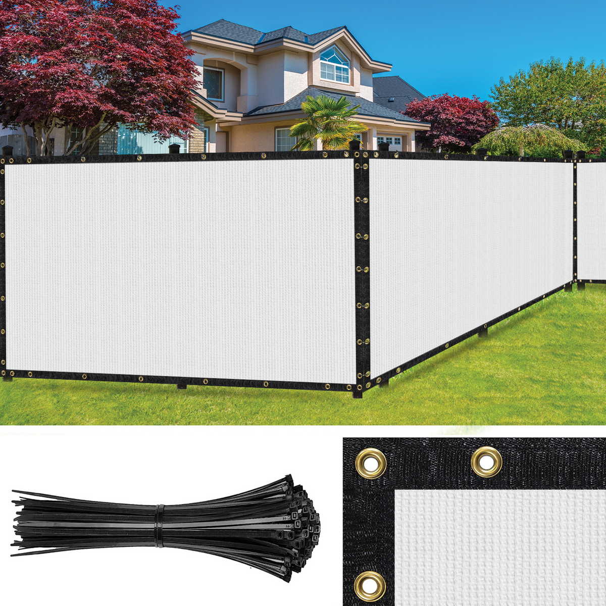 SEALTECH 4-ft H x White Non-Recycled Polypropylene Chain Link Fence Screen