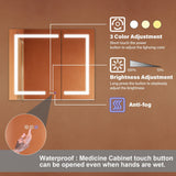 ExBrite Opale 36-in x 30-in Lighted LED Fog Free Surface/Recessed Mount Silver- 30"h Mirrored Soft Close Medicine Cabinet with Outlet