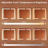 ExBrite Opale 36-in x 30-in Lighted LED Fog Free Surface/Recessed Mount Silver- 30"h Mirrored Soft Close Medicine Cabinet with Outlet