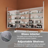 ExBrite Opale 44-in x 30-in Lighted LED Fog Free Surface/Recessed Mount Silver- 30"h Mirrored Soft Close Medicine Cabinet with Outlet