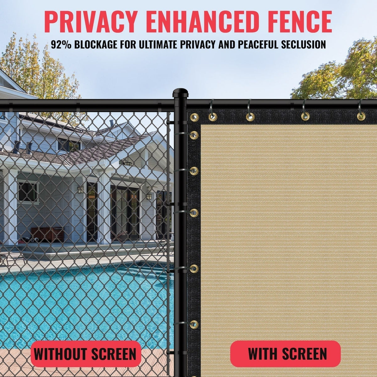 SEALTECH 8-ft H x 10-ft W Beige Non-Recycled Polypropylene Chain Link Fence Screen