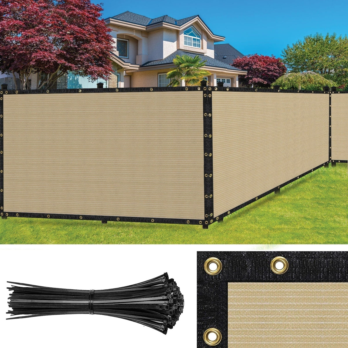 SEALTECH 5-ft H x 50-ft W Beige Non-Recycled Polypropylene Chain Link Fence Screen
