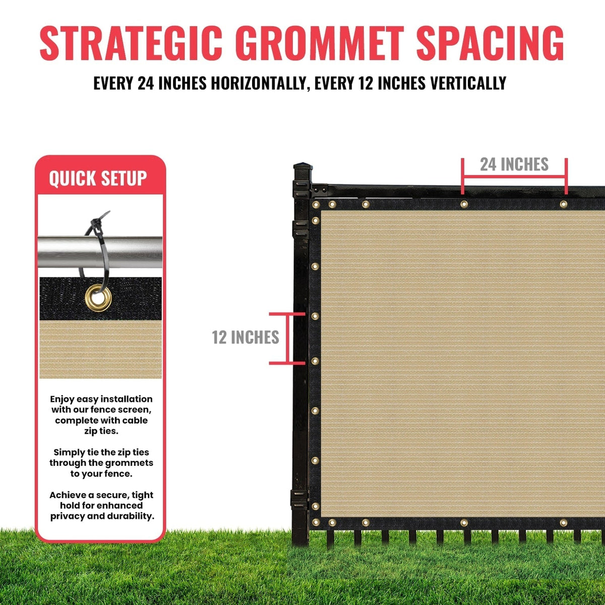 SEALTECH 5-ft H x Beige Non-Recycled Polypropylene Chain Link Fence Screen