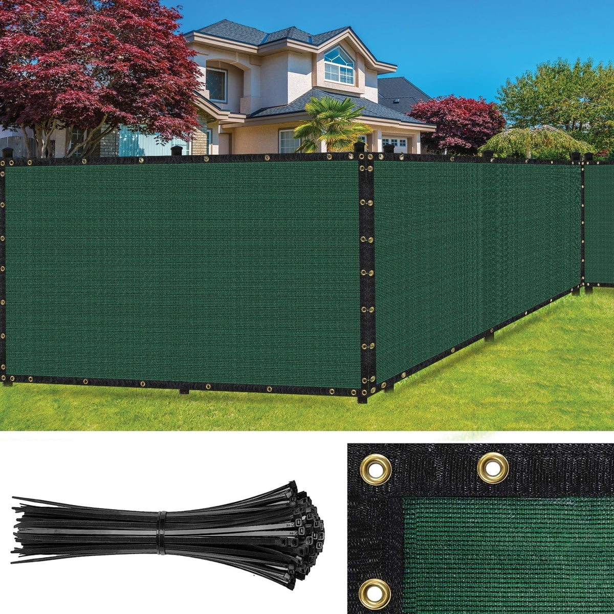 SEALTECH 6-ft H x 20-ft W Green Non-Recycled Polypropylene Chain Link Fence Screen
