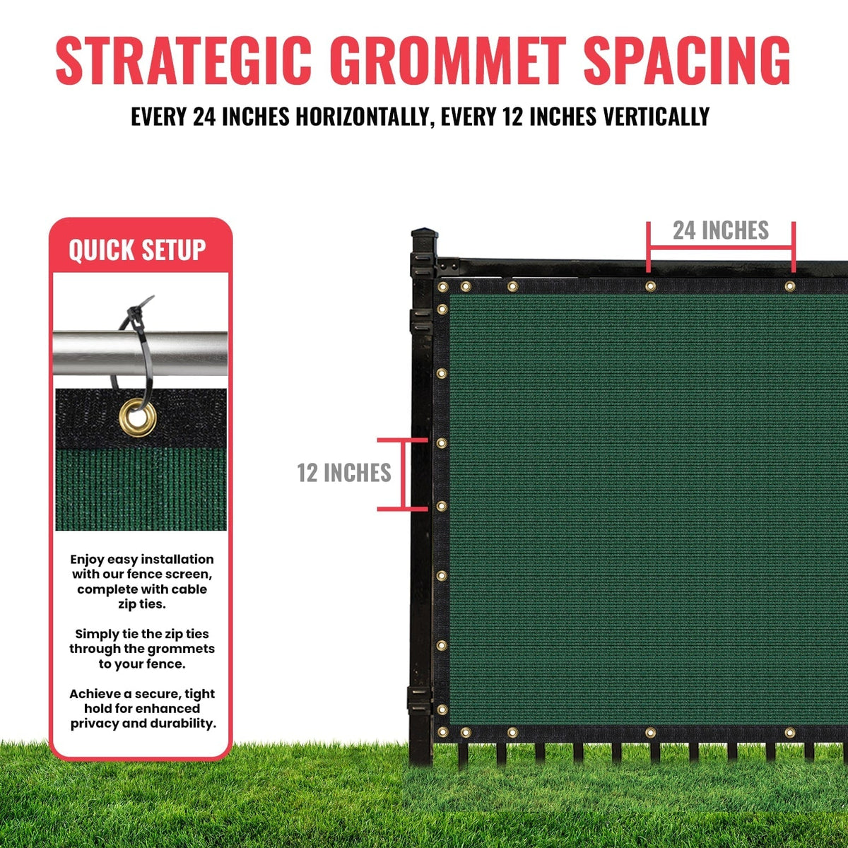 SEALTECH 5-ft H x 10-ft W Green Non-Recycled Polypropylene Chain Link Fence Screen