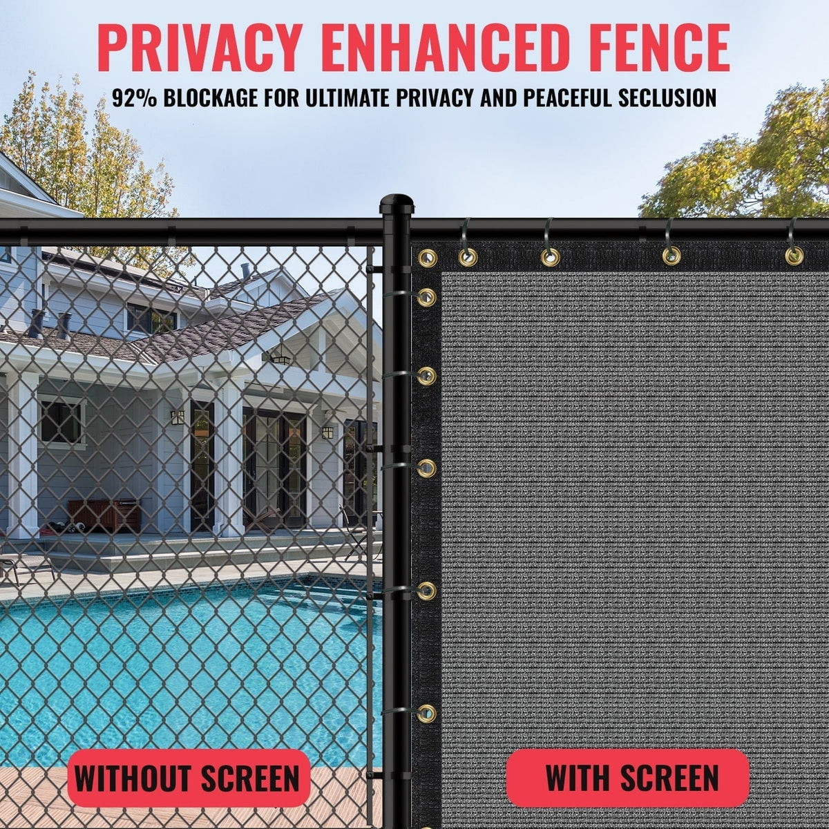 SEALTECH 5-ft H x 15-ft W Gray Non-Recycled Polypropylene Chain Link Fence Screen