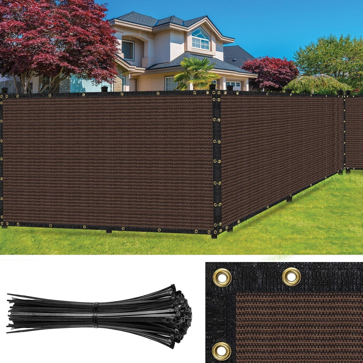 SEALTECH 5-ft H x 100-ft W Brown Non-Recycled Polypropylene Chain Link Fence Screen