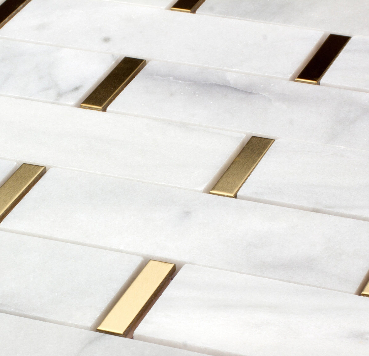 Giorbello Marble and mosaics White and Gray 11-in x 12-in Polished Natural Stone Marble Linear Marble Look Tile (4.8-sq. ft/ Carton)