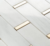 Giorbello (Sample) Marble and Mosaic White and Gray 2-in x 10-in Polished Marble Brick Marble Look Tile