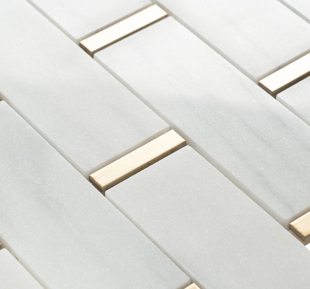 Giorbello Marble and mosaics White and Gray 11-in x 12-in Polished Natural Stone Marble Linear Marble Look Tile (4.8-sq. ft/ Carton)
