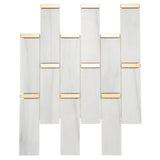 Giorbello Marble and mosaics White and Gray 11-in x 12-in Polished Natural Stone Marble Linear Marble Look Tile (4.8-sq. ft/ Carton)