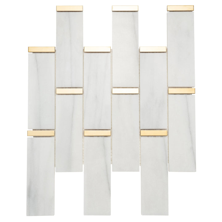 Giorbello Marble and mosaics White and Gray 11-in x 12-in Polished Natural Stone Marble Linear Marble Look Tile (4.8-sq. ft/ Carton)