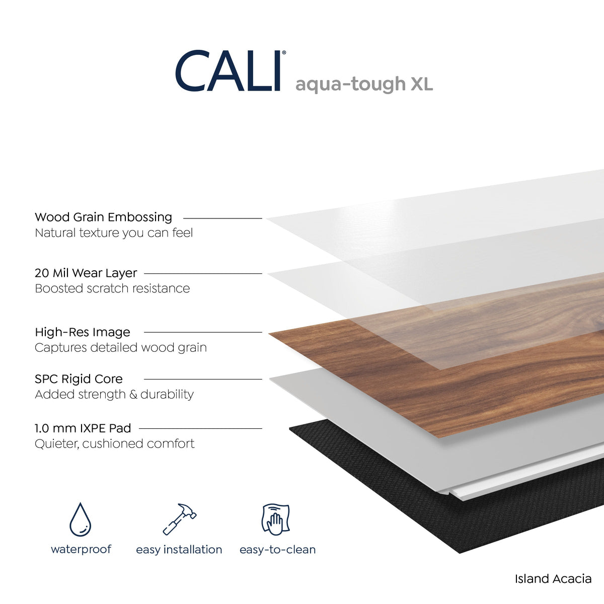 CALI Aqua Tough XL Island Acacia 20-mil x 9-in W x 60-in L Waterproof Interlocking Luxury Vinyl Plank Flooring