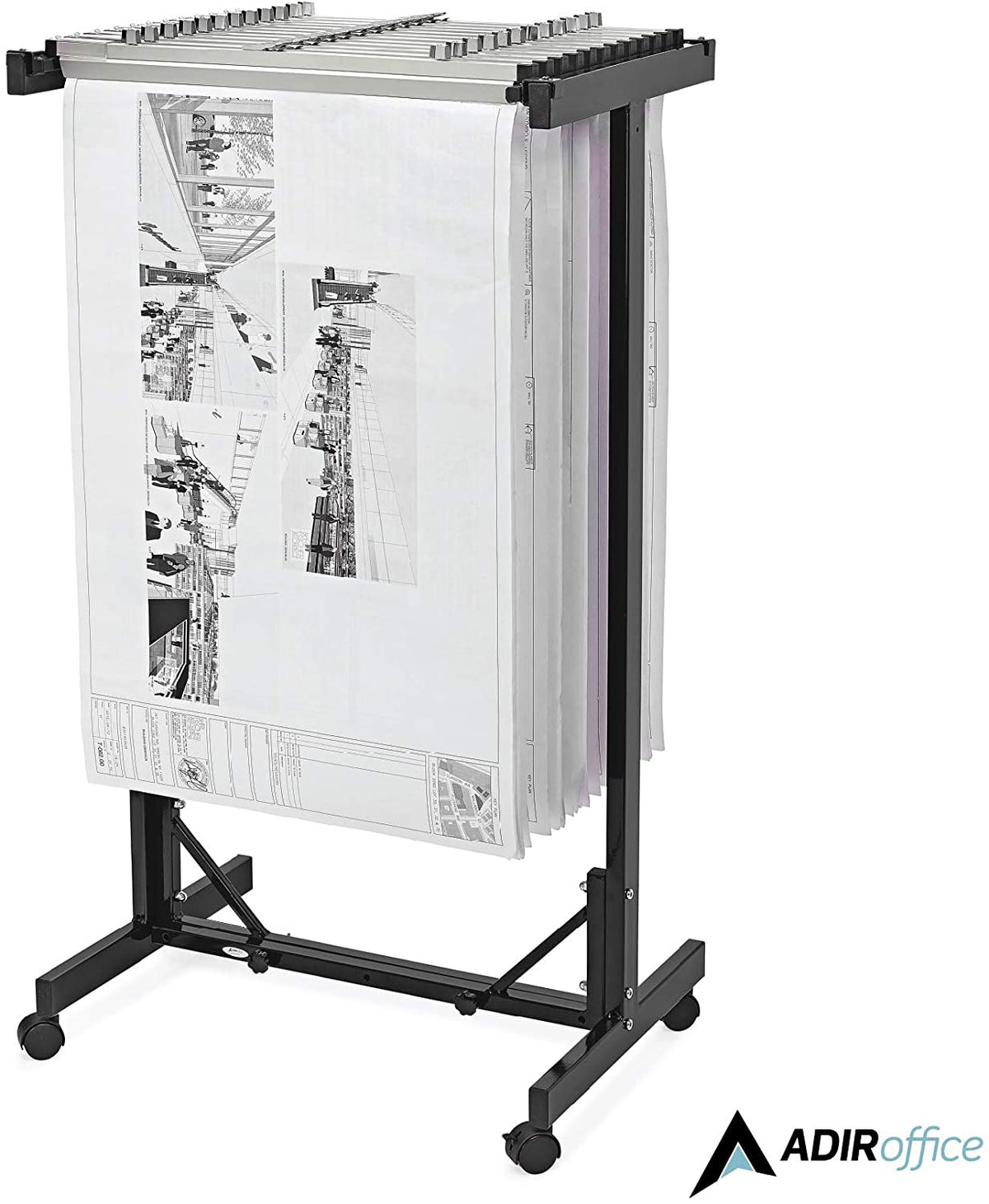 AdirOffice Expandable Blueprint Mobile Plan Center, Black