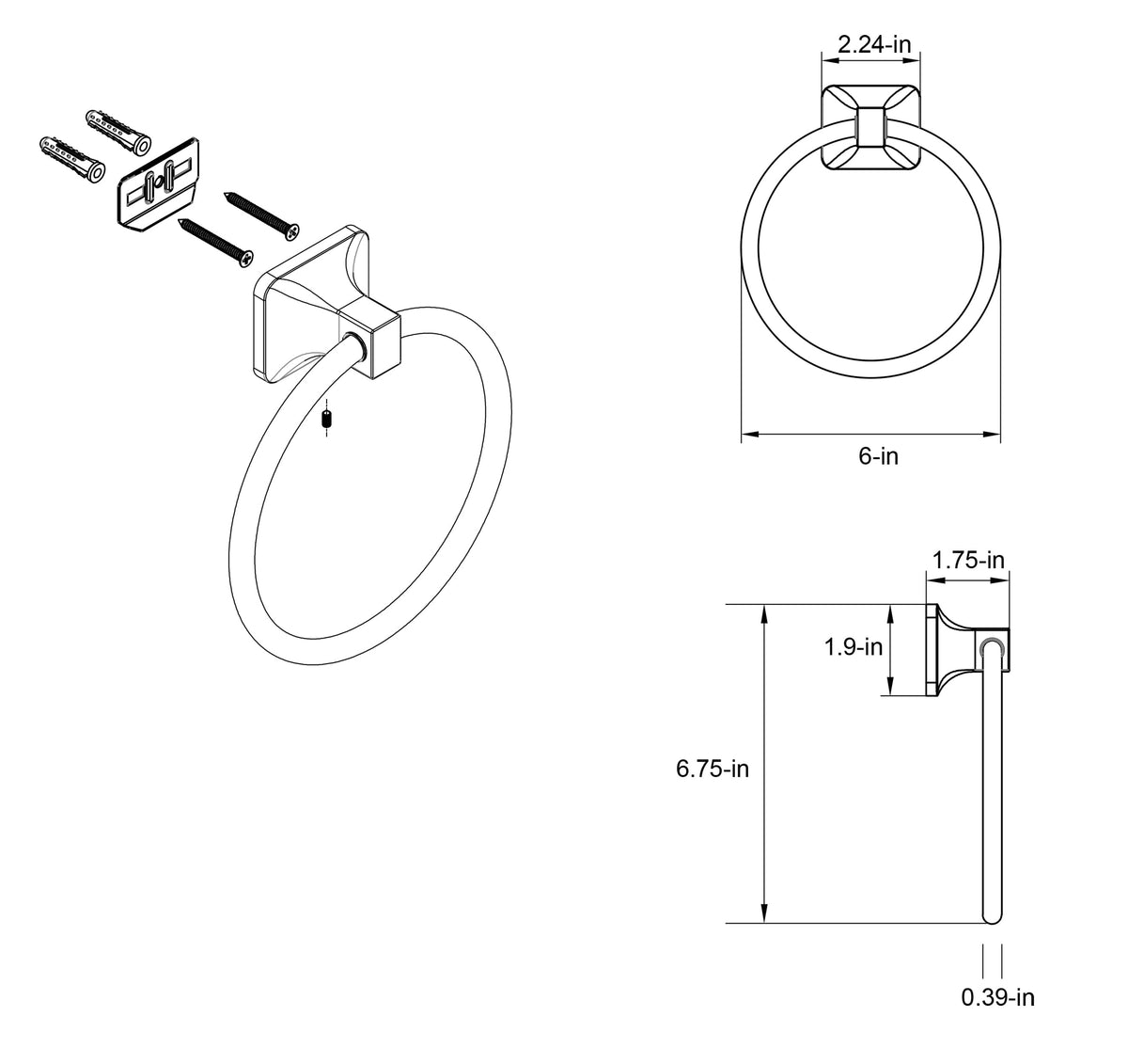 Project Source Seton Chrome Wall Mount Towel Ring