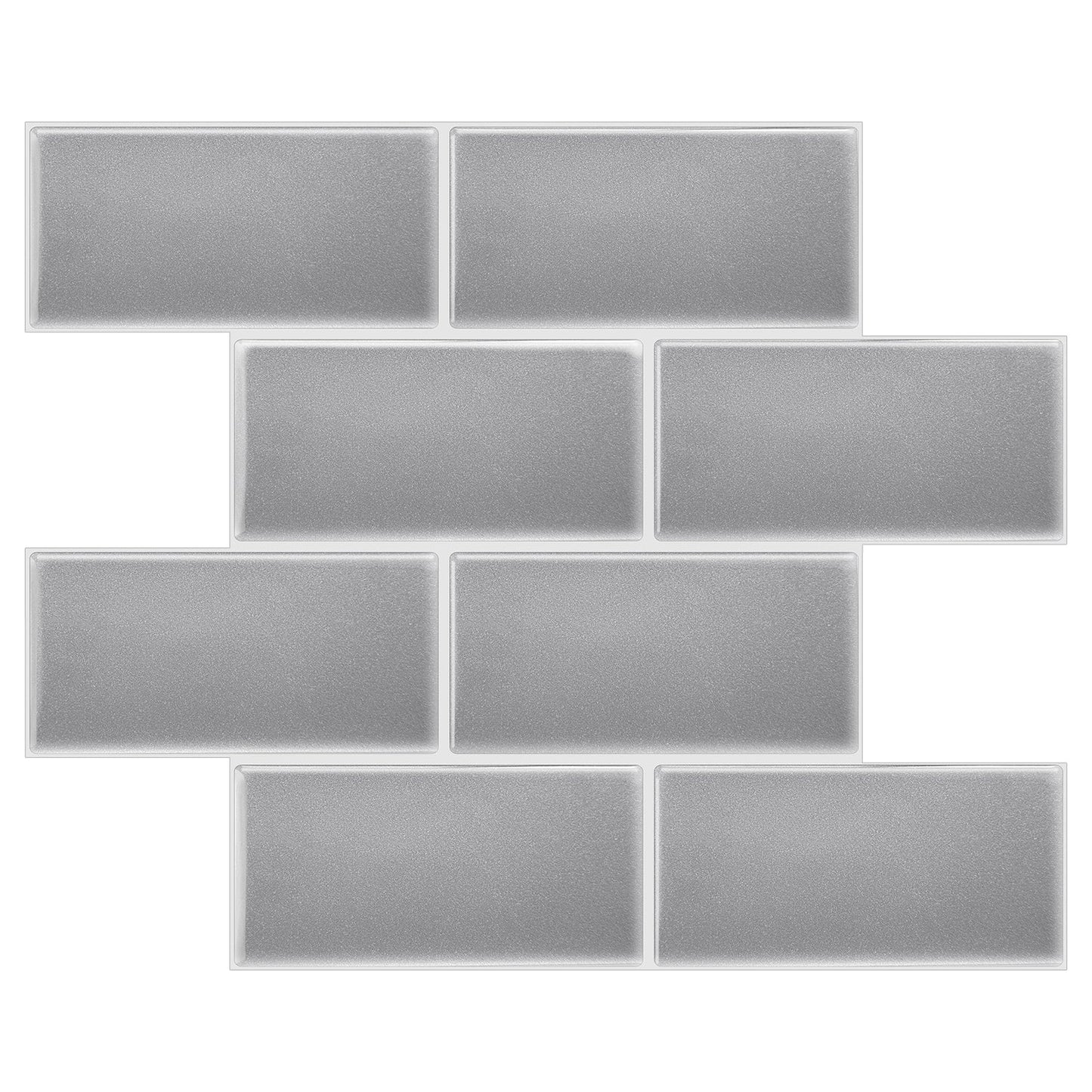 Mureno Dimensions Silver Matte 10-1/4-in x 12-in Glossy PVC Subway Peel and stick Wall Tile product image