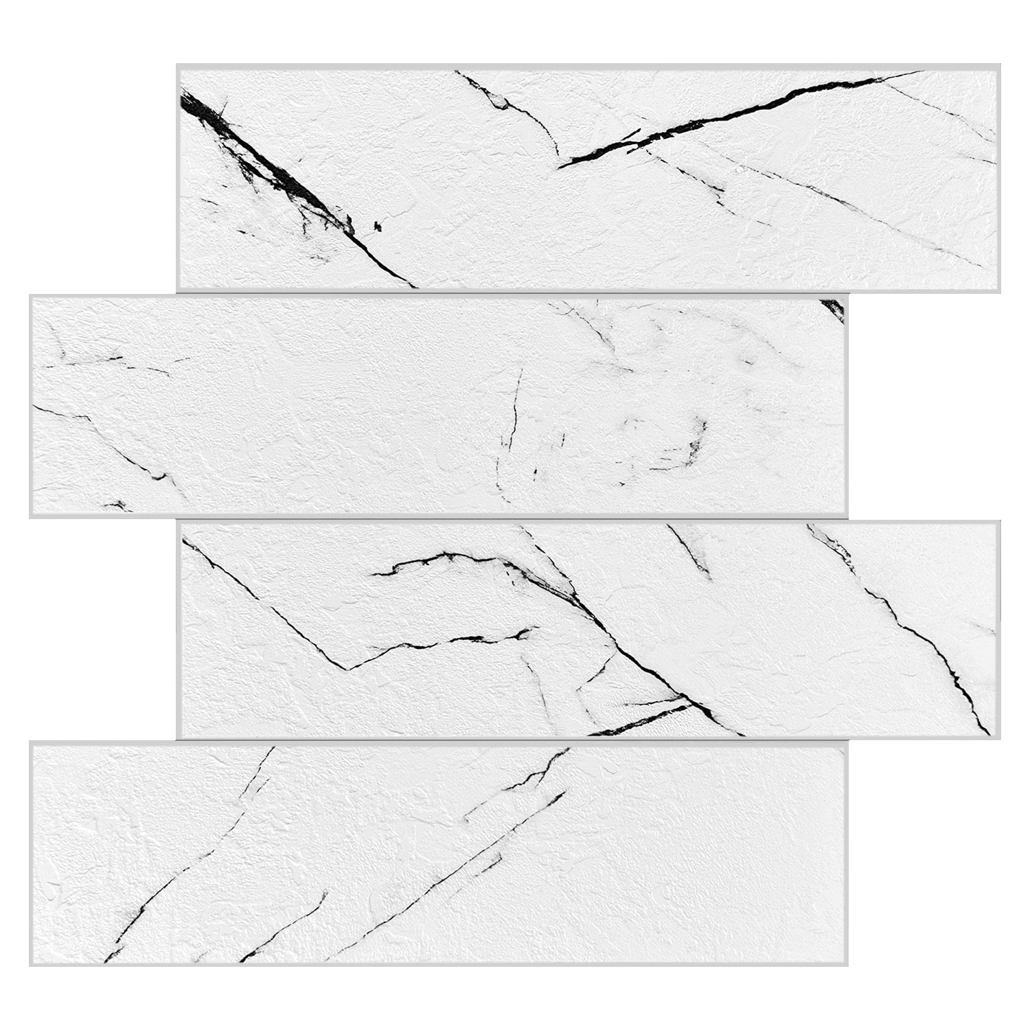 Murella SPC Dark White Marble 11-in x 12-in Grooved Composite Marble look Peel and stick Wall Tile product image