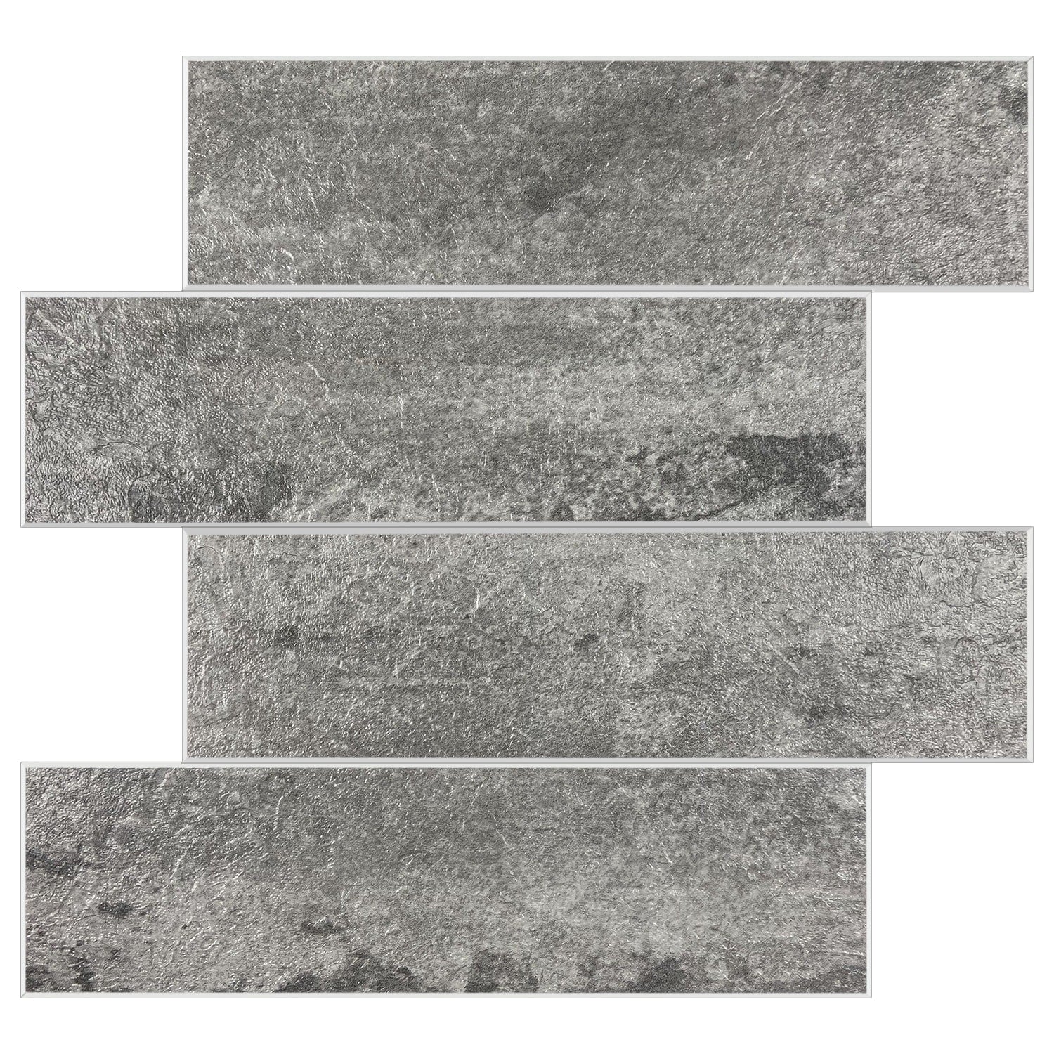 Murella SPC Dark Gray Stone 11-in x 12-in Grooved Composite Peel and stick Wall Tile product image