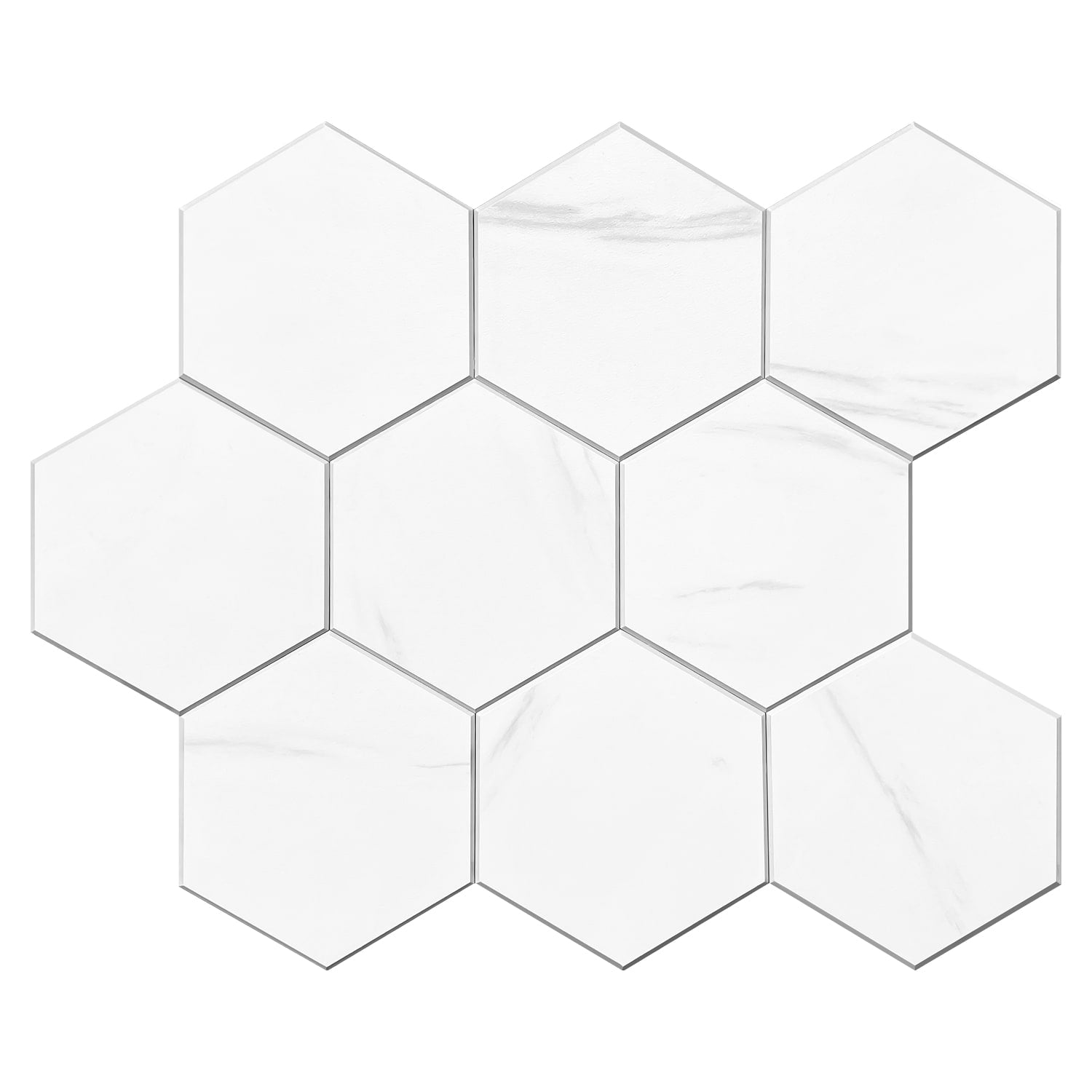 Murella SPC Light White Marble 10-in x 10-in Matte Composite Marble look Hexagon Peel and stick Mosaic Wall Tile product image