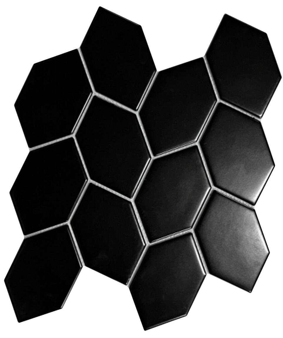 allen + roth Black Porcelain Mosaic in Stretched Hexagon Leaf Pattern Black 12-in x 14-in Glazed Porcelain Patterned Diamond Mosaic Floor and Wall Tile product image
