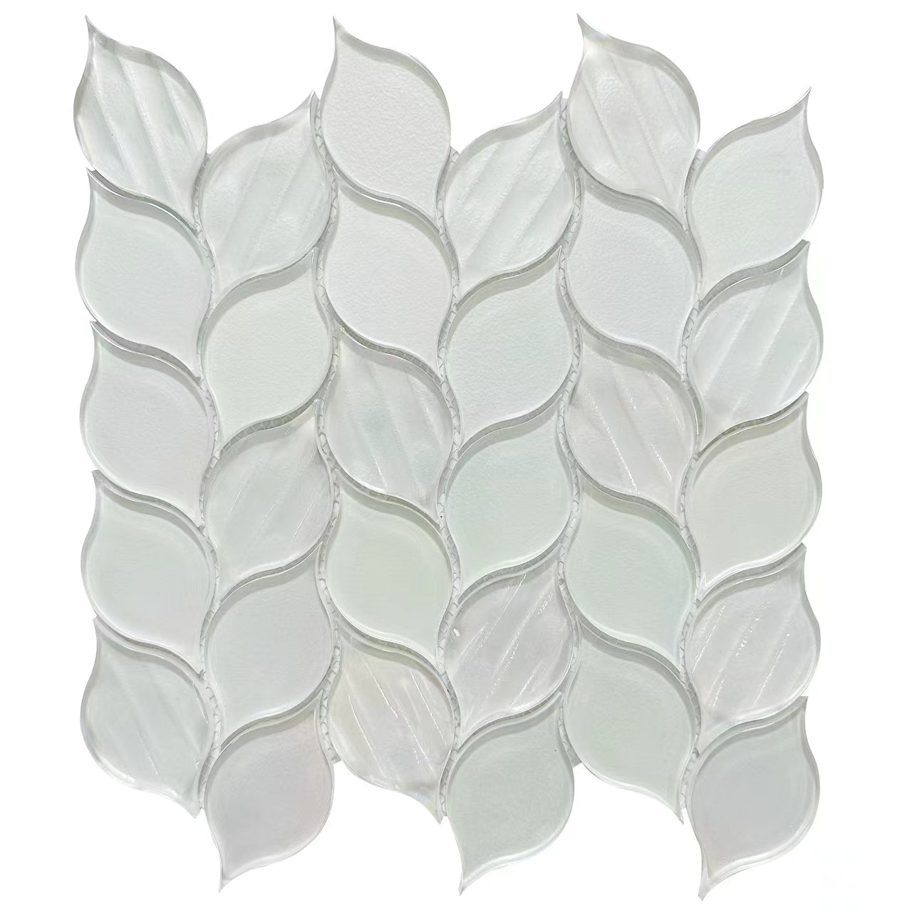 allen + roth White 11-in x 12-in Iridescent Glass/Stone Mixed Patterned Diamond Mosaic Wall Tile product image