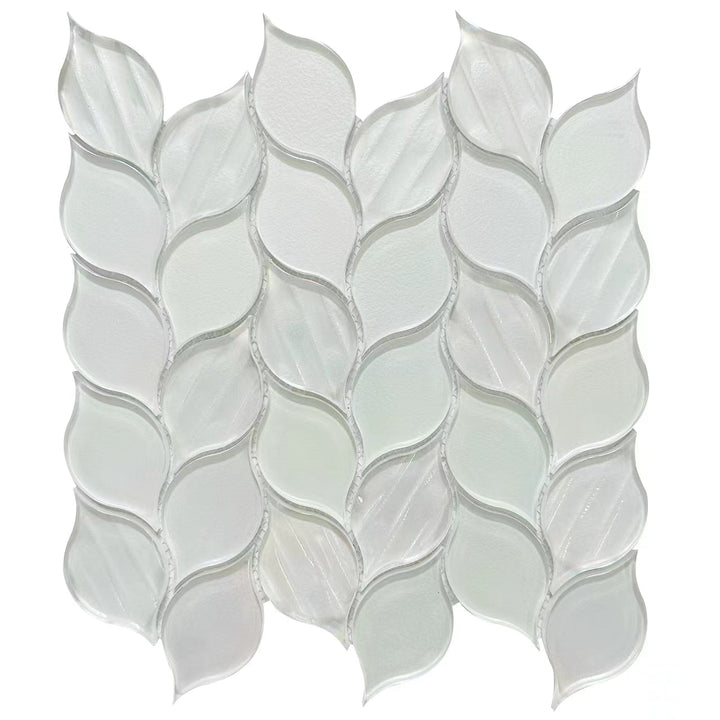 allen + roth White 11-in x 12-in Iridescent Glass/Stone Mixed Patterned Diamond Mosaic Wall Tile product image