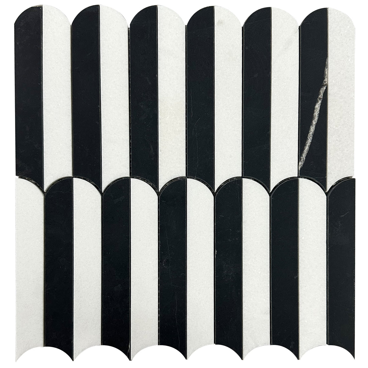 allen + roth Black White 12-in x 12-in Polished Natural stone Marble Patterned Round Mosaic Floor and Wall Tile product image