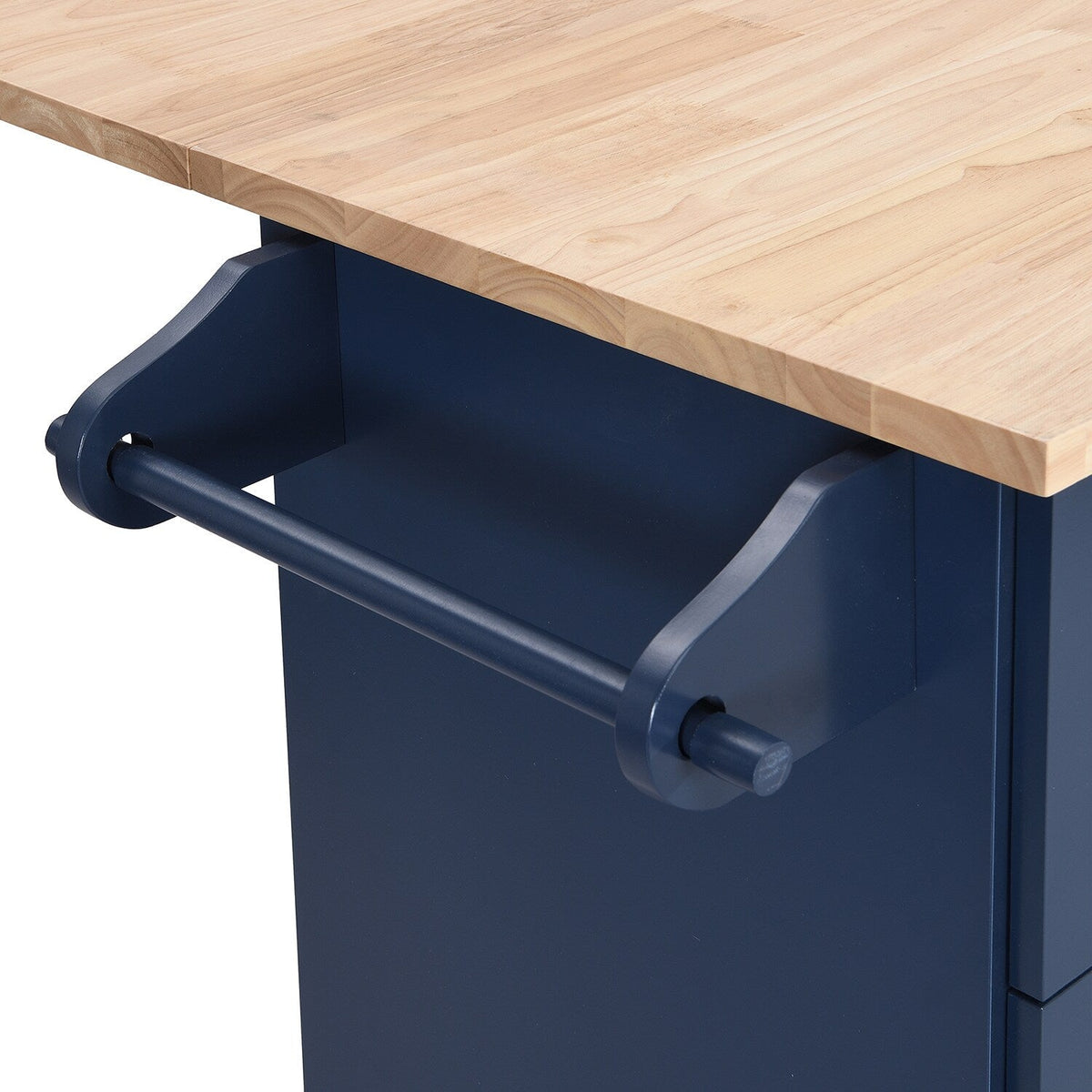 SINOFURN Blue Mdf Base with Wood Top Rolling Kitchen Cart (29.5-in x 47.6-in x 36.6-in)