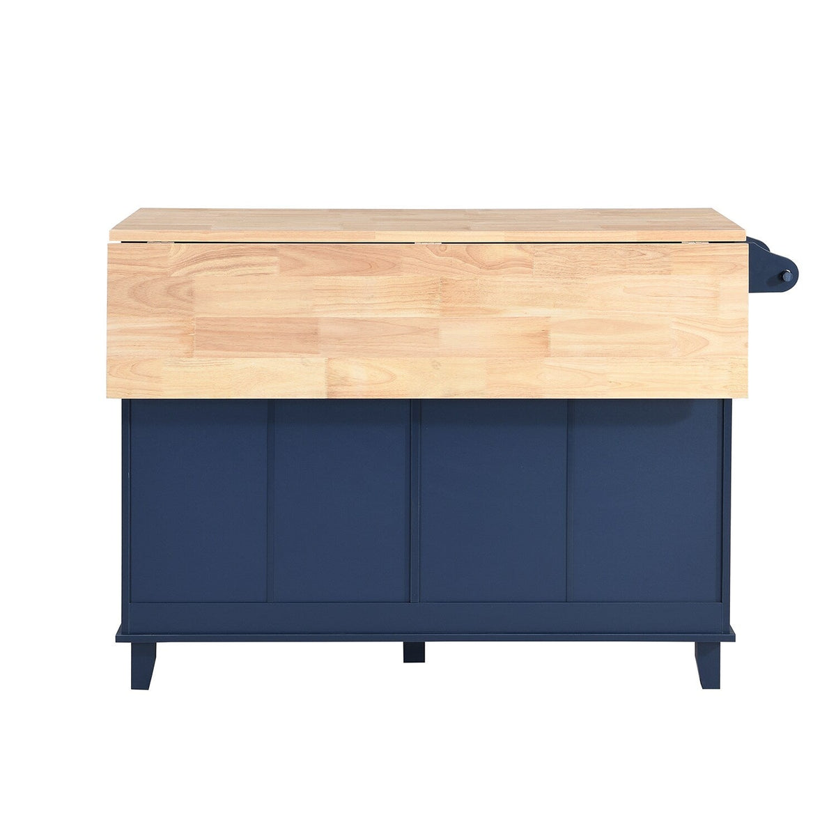 SINOFURN Blue Mdf Base with Wood Top Rolling Kitchen Cart (29.5-in x 47.6-in x 36.6-in)