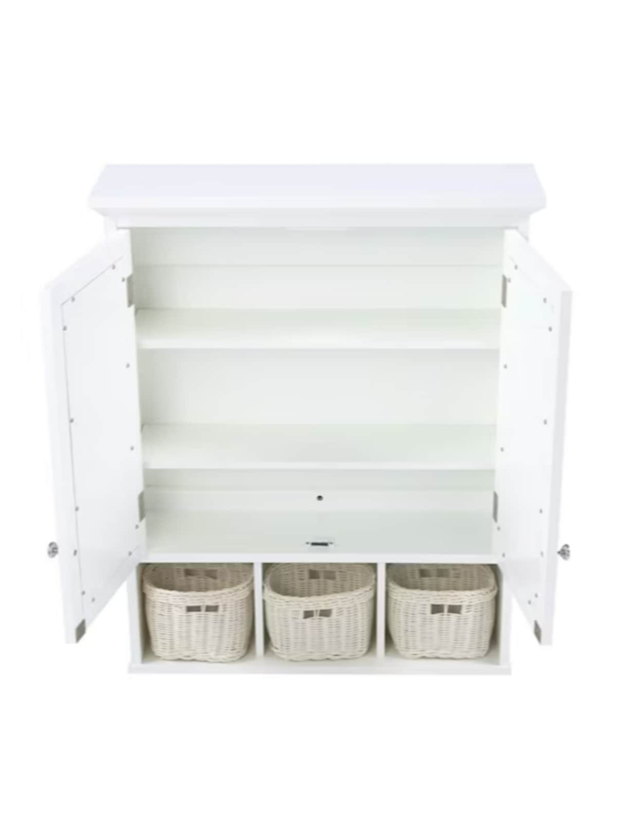 allen + roth 24.75-in x 30.25-in Surface Mount White Mirrored Soft Close Medicine Cabinet