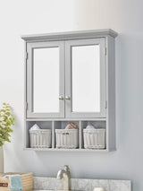 allen + roth 24.75-in x 30.25-in Surface Mount Grey Mirrored Soft Close Medicine Cabinet
