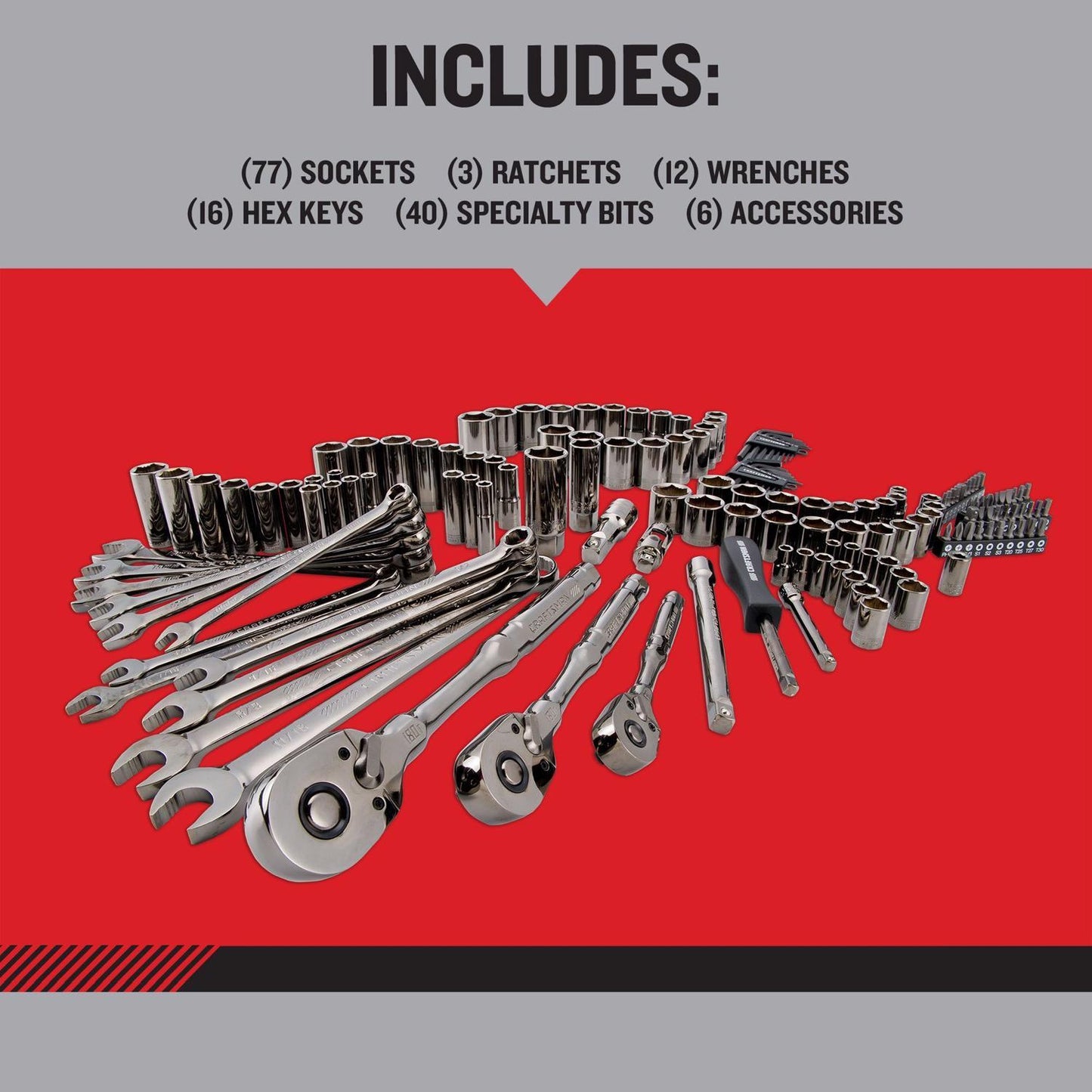 Craftsman OVERDRIVE 154-Piece Mechanic's Tool Set - Metric/SAE, Gunmetal Chrome