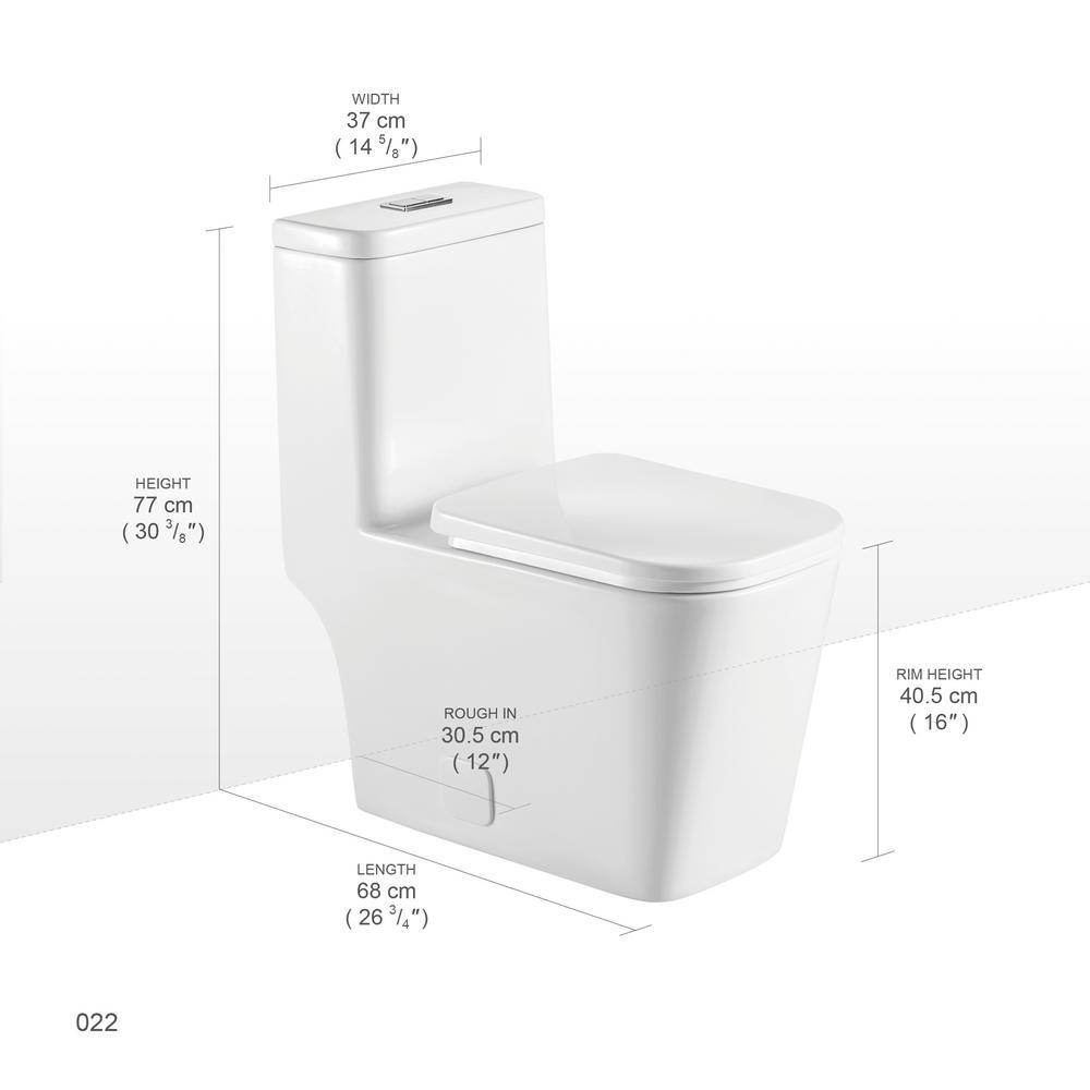 Round Bowl One-Piece Dual Flush 1.28 GPF/0.88 GPF High Efficiency Skirted All-in-One Toilet in White Seat Included - Super Arbor