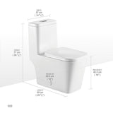 Round Bowl One-Piece Dual Flush 1.28 GPF/0.88 GPF High Efficiency Skirted All-in-One Toilet in White Seat Included - Super Arbor