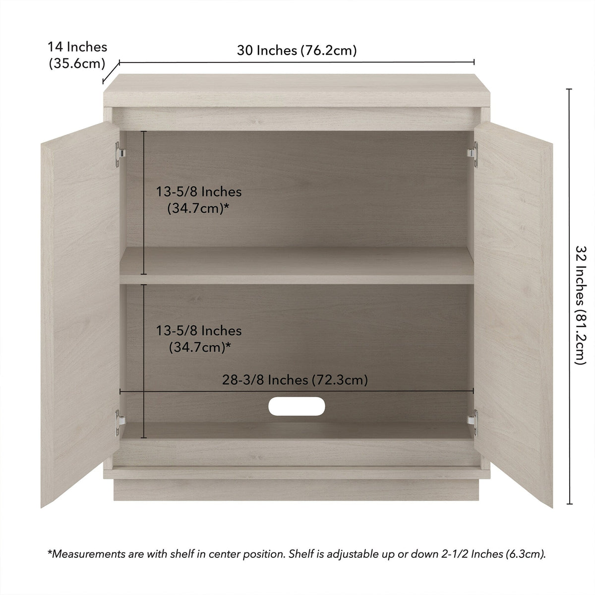 Hailey Home Presque Alder White 2-Shelf Office Cabinet