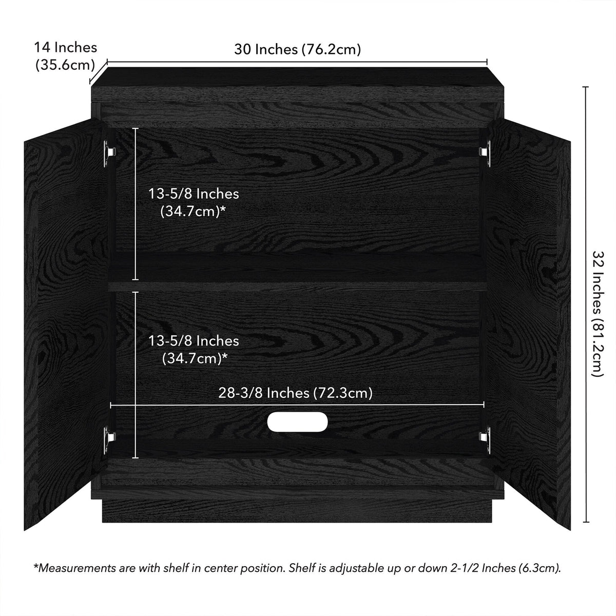 Hailey Home Presque Black Grain 2-Shelf Office Cabinet