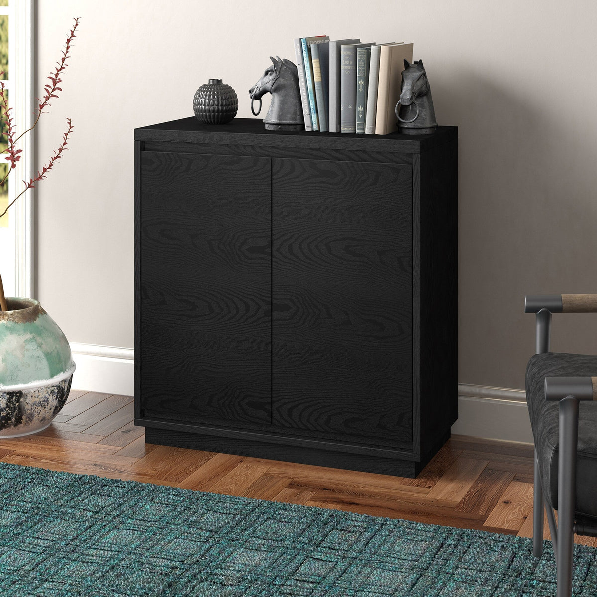 Hailey Home Presque Black Grain 2-Shelf Office Cabinet