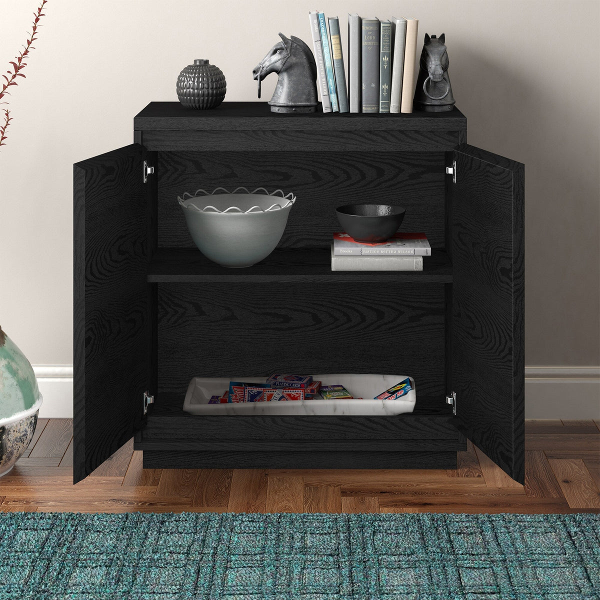 Hailey Home Presque Black Grain 2-Shelf Office Cabinet