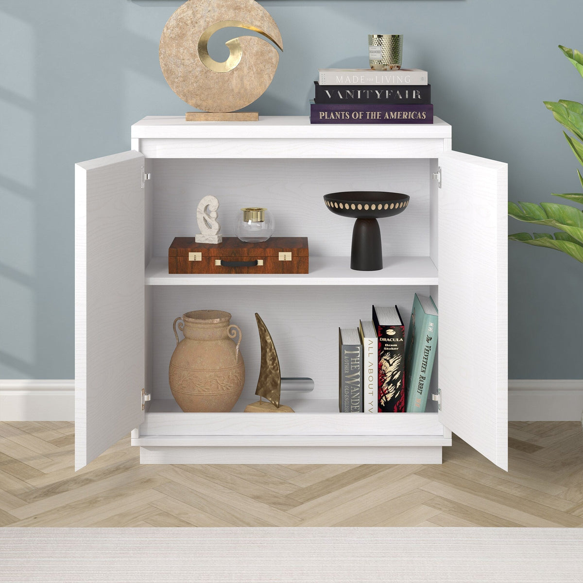 Hailey Home Presque White 2-Shelf Office Cabinet