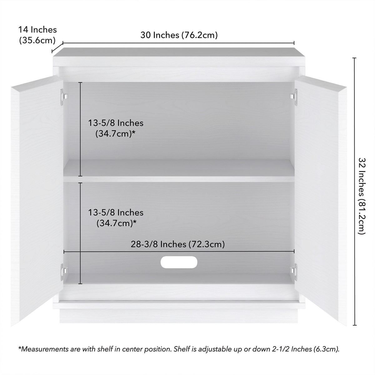 Hailey Home Presque White 2-Shelf Office Cabinet