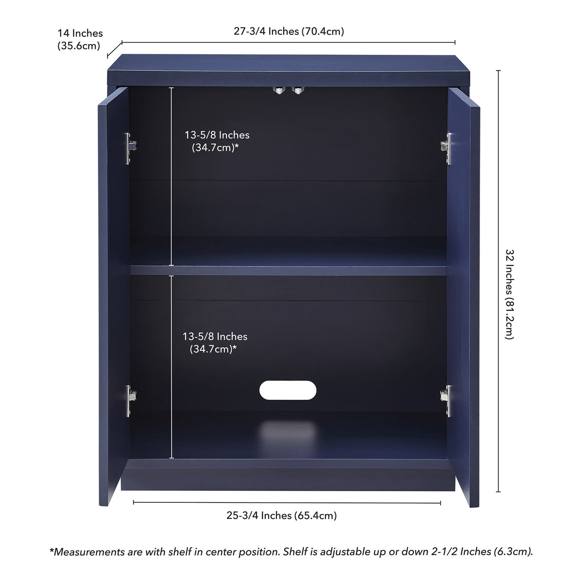 Hailey Home Alston Dark Blue 2-Shelf Office Cabinet