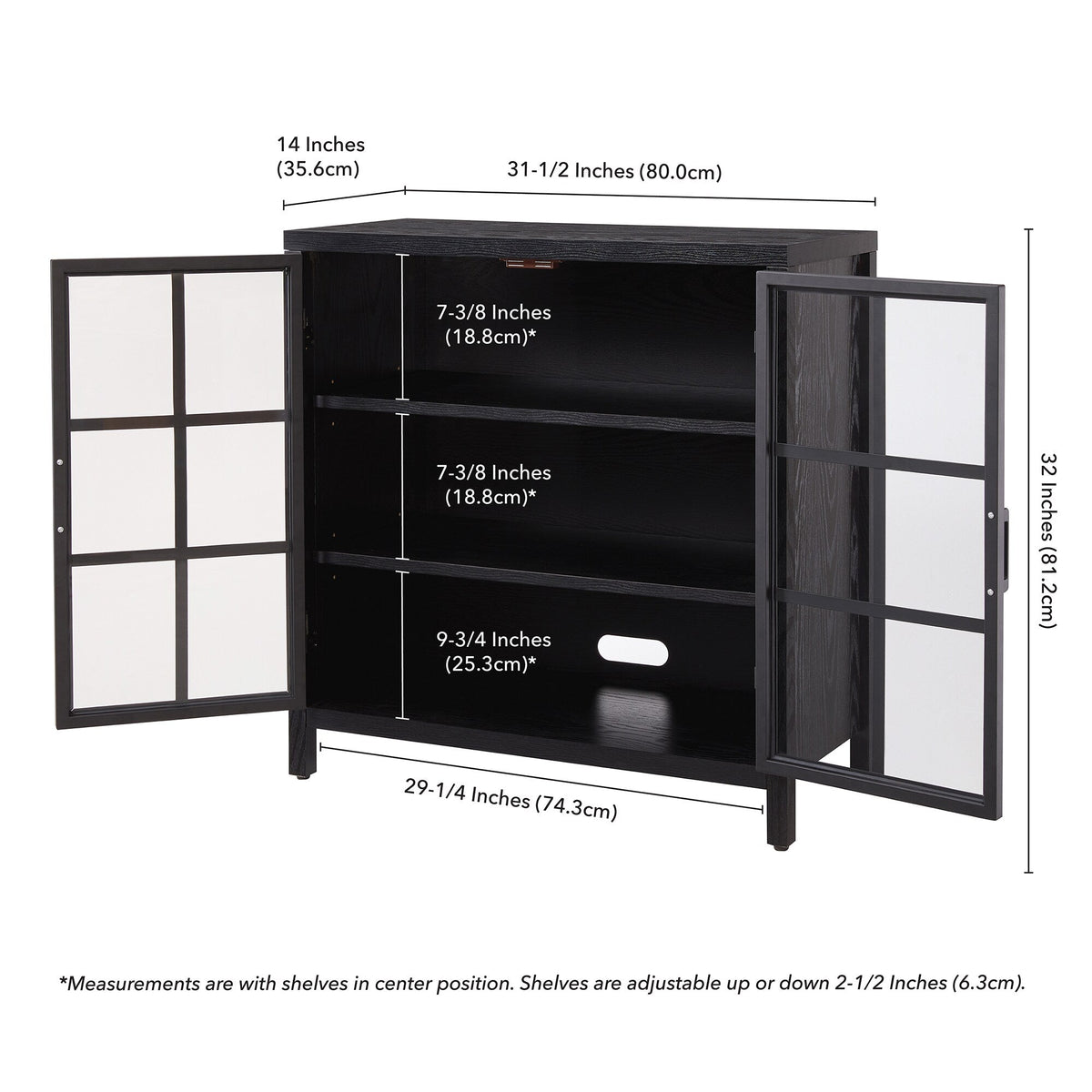 Hailey Home Bennett Black Grain 2-Shelf Office Cabinet