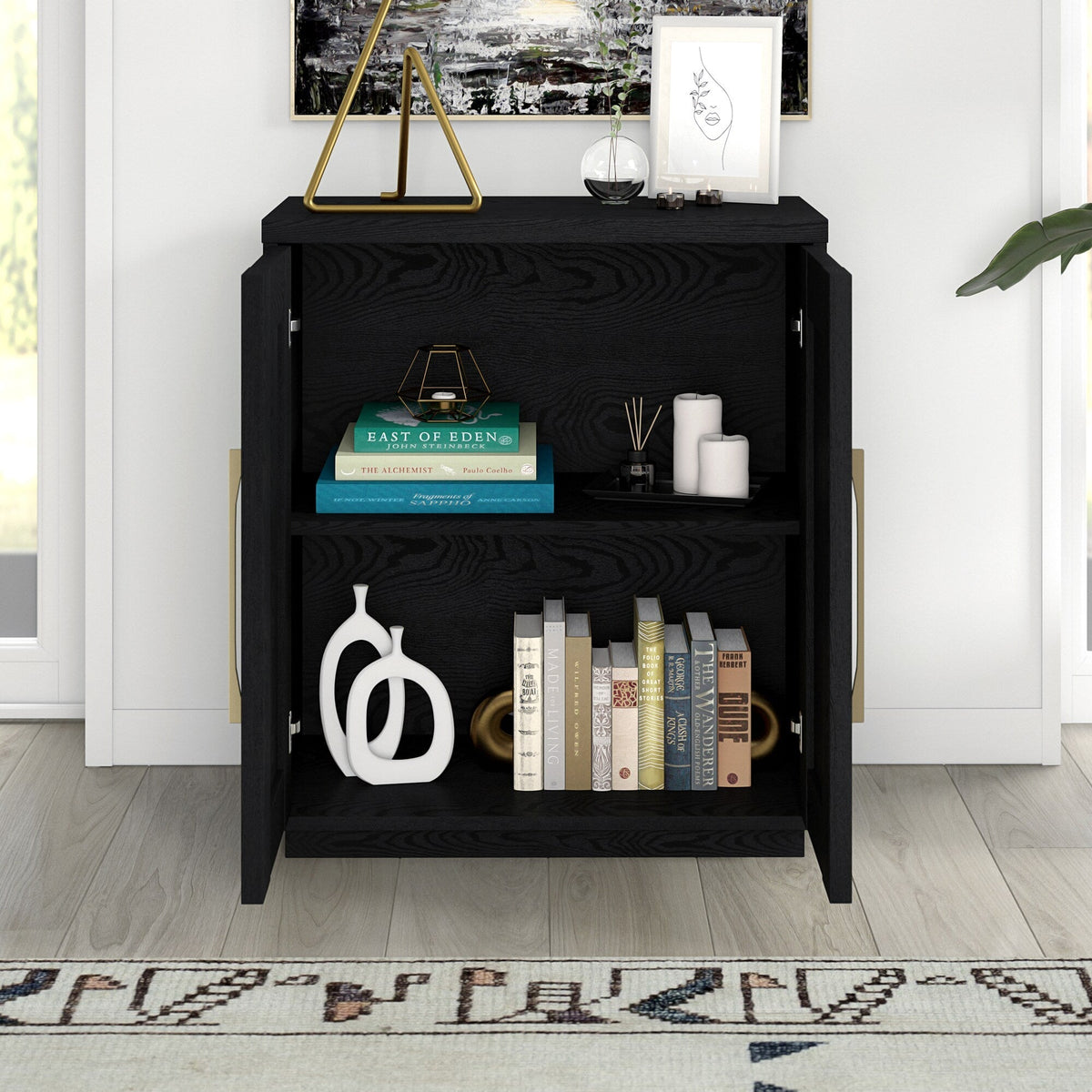 Hailey Home Tillman Black Grain 2-Shelf Office Cabinet